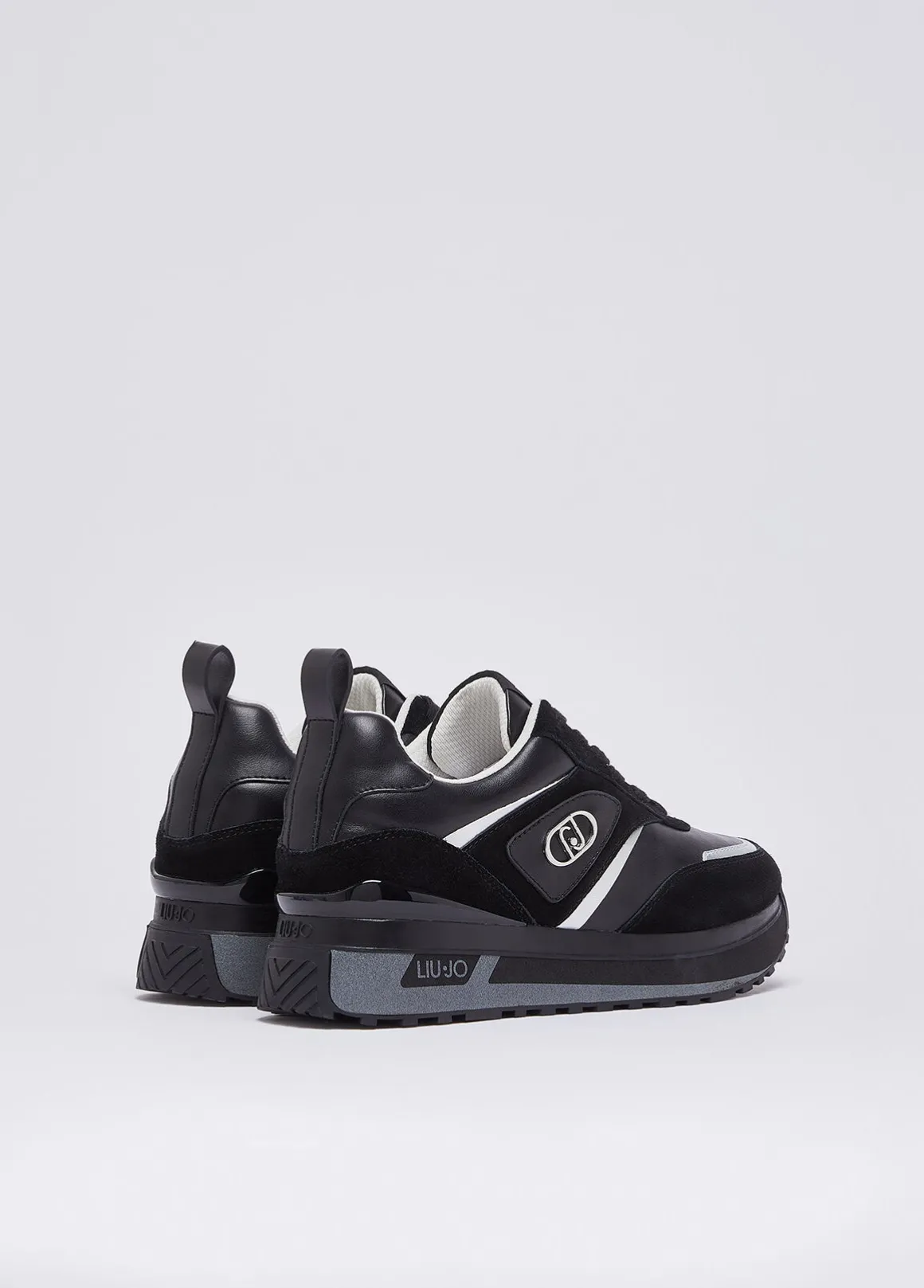 Sneakers platform in suede e pelle