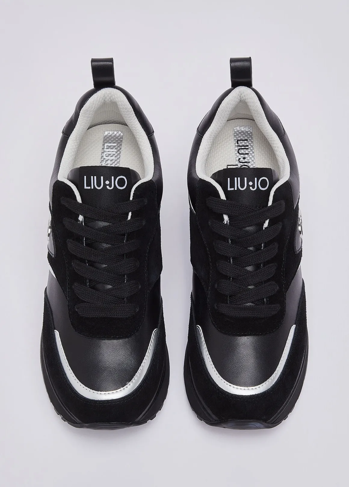Sneakers platform in suede e pelle