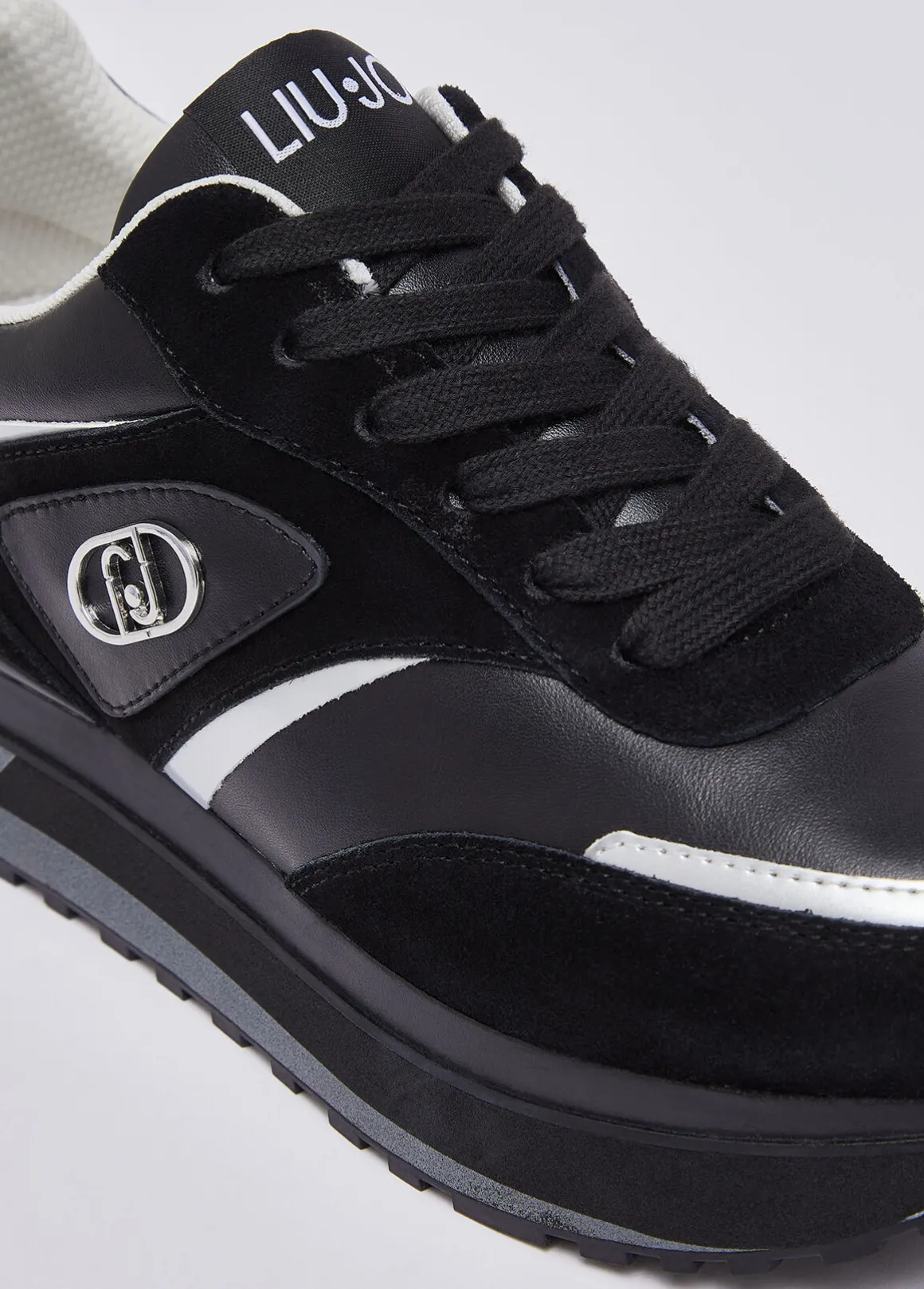 Sneakers platform in suede e pelle