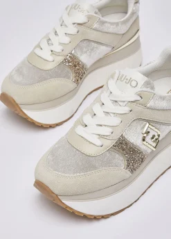Sneakers super platform effetto velluto