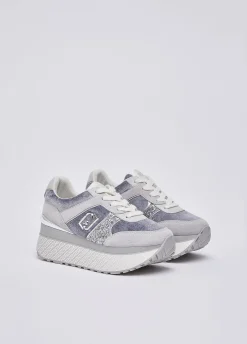Sneakers super platform effetto velluto