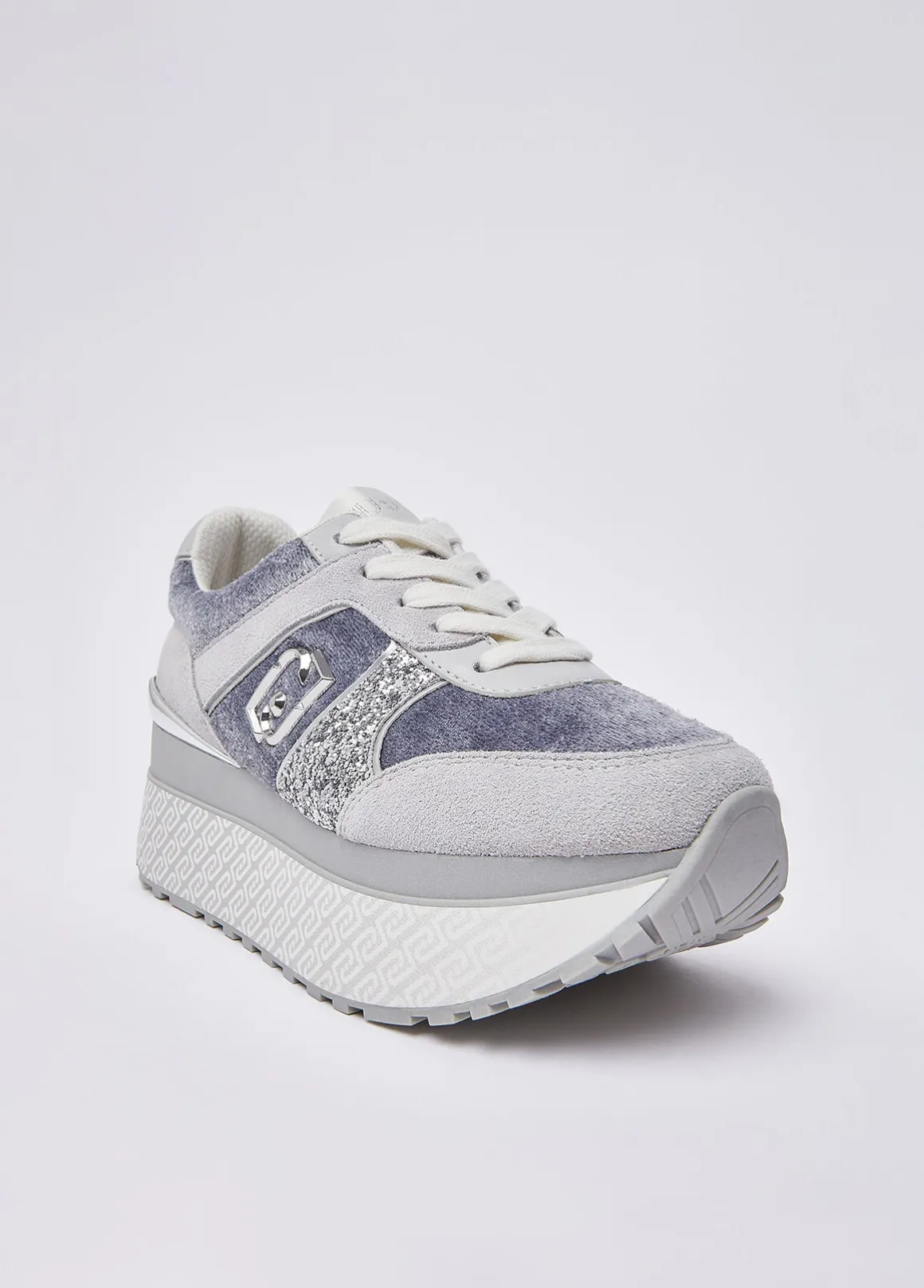 Sneakers super platform effetto velluto