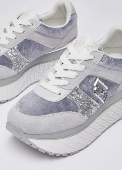 Sneakers super platform effetto velluto