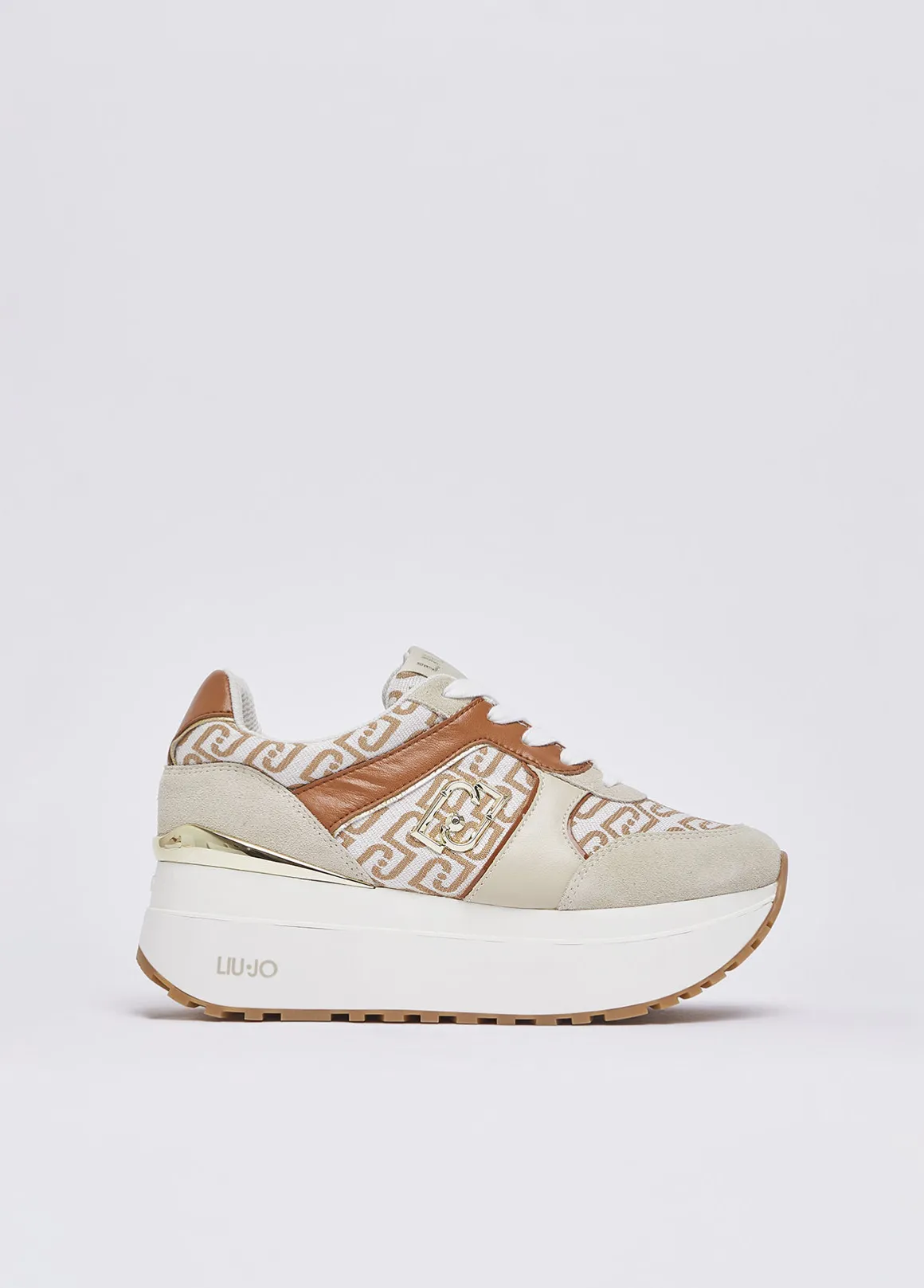 Sneakers super platform in monogram jacquard