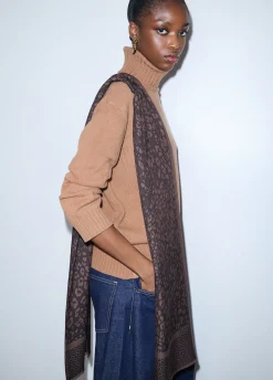 Stola jacquard animalier con logo