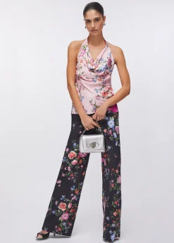 Top a fiori in raso