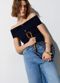 Top bardot in maglia