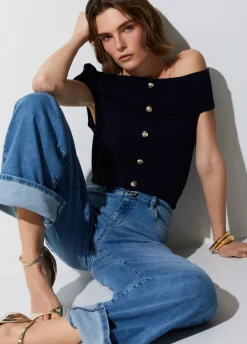 Top bardot in maglia