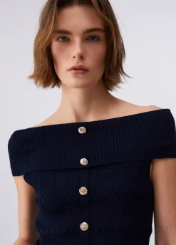 Top bardot in maglia