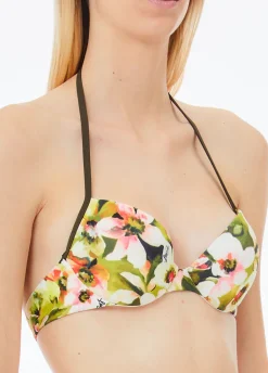 Top da mare con stampa floreale