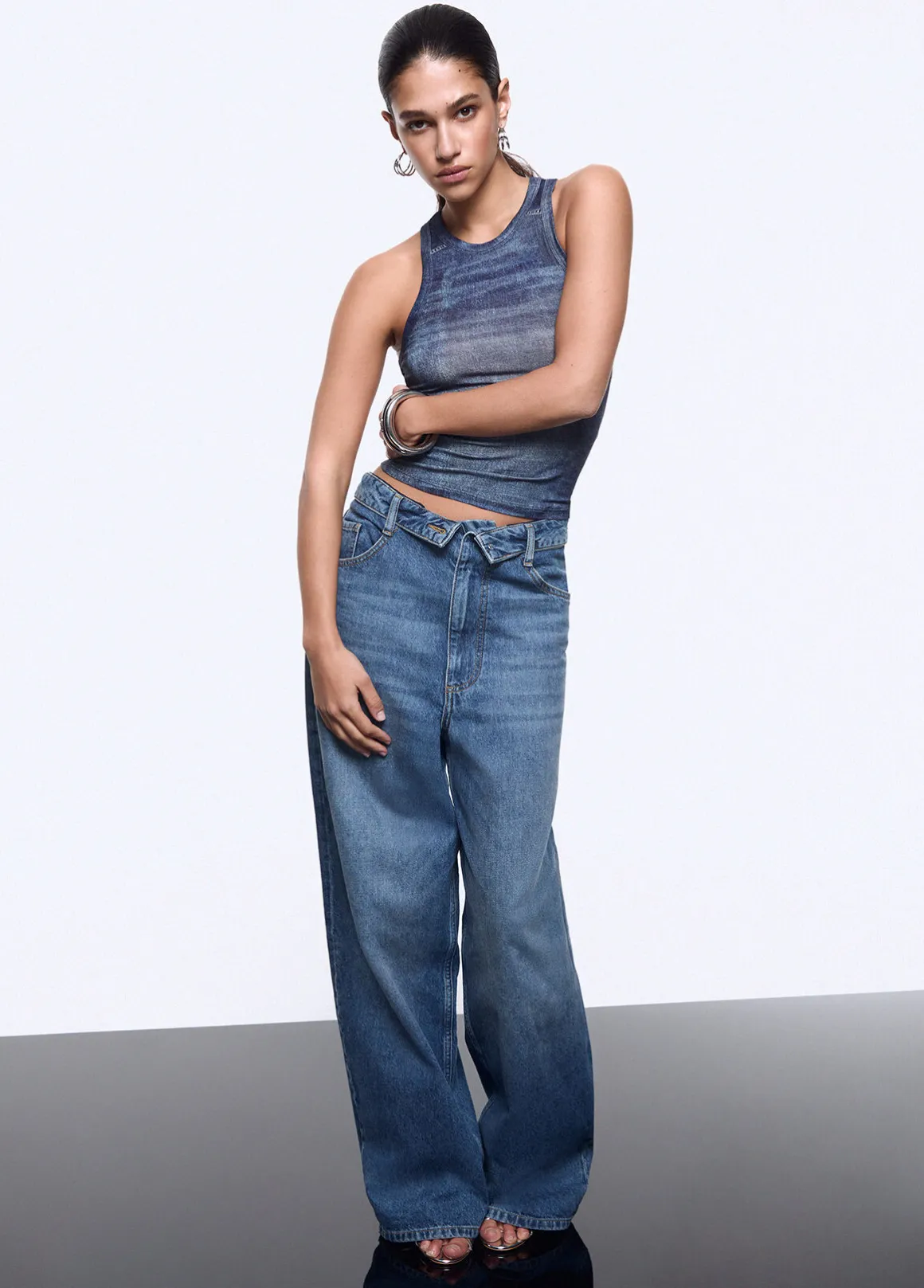 Top effetto denim