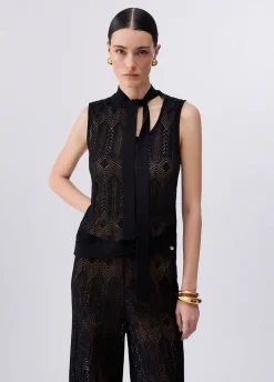 Top in maglia con fiocco