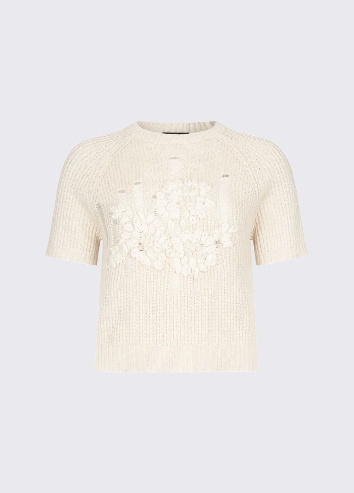 Top in maglia con ricamo in rafia