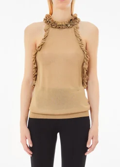 Top in maglia con rouches