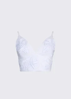 Top in popeline con ricamo
