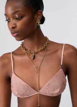 Top in tulle con ricami gioiello
