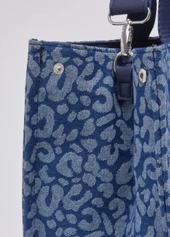 Tote bag grande in denim animalier