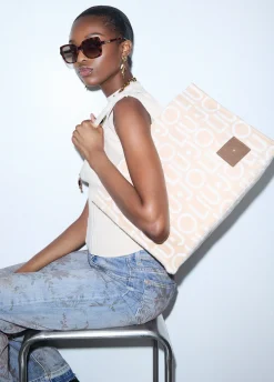 Tote bag grande in tessuto check