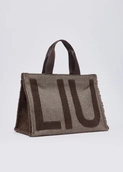 Tote bag grande in tessuto check