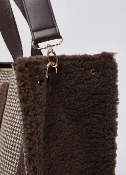 Tote bag grande in tessuto check