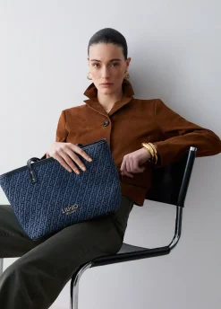 Tote bag in denim jacquard