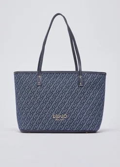 Tote bag in denim jacquard