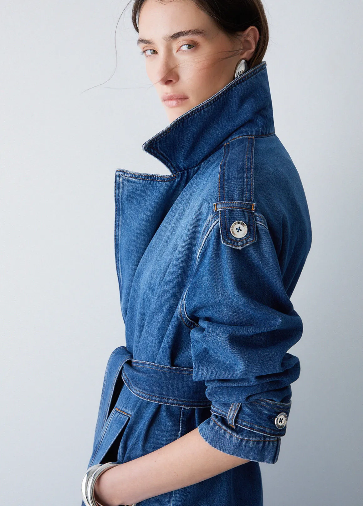 Trench lungo in denim
