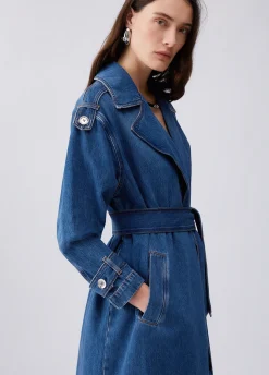 Trench lungo in denim