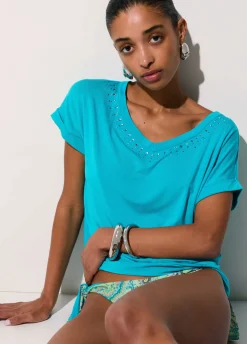 T-shirt con castoni gioiello