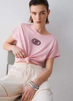 T-shirt con dettagli gioiello