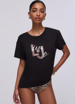 T-shirt con inserto stampato
