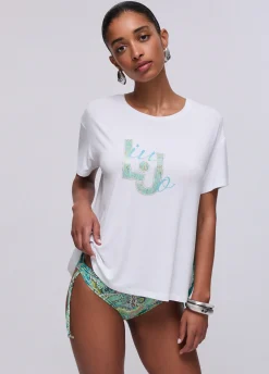 T-shirt con inserto stampato