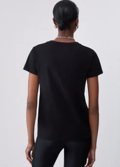 T-shirt con logo e strass