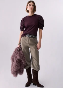 T-shirt con maniche arricciate