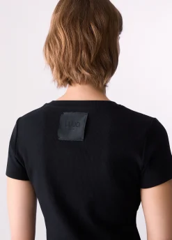 T-shirt con patch logo