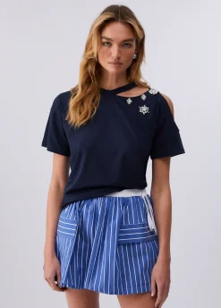 T-shirt con ricami gioiello