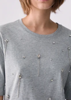 T-shirt con ricami gioiello