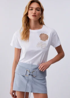 T-shirt con ricamo a jour