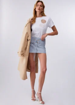 T-shirt con ricamo a jour