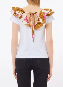 T-shirt con rouches stampata