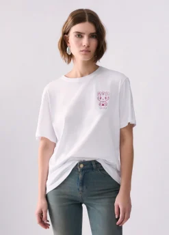 T-shirt con stampa dietro