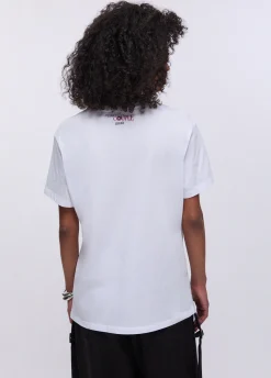 T-shirt con stampa e applicazioni