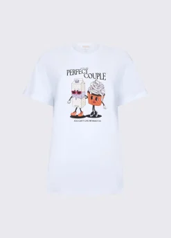 T-shirt con stampa e applicazioni