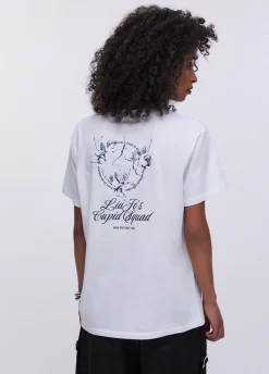 T-shirt con stampa e applicazioni