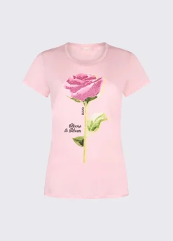 T-shirt con stampa e applicazioni