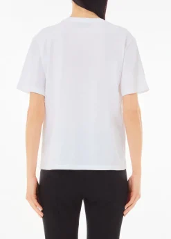 T-shirt in cotone con ricamo e strass