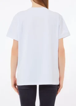 T-shirt in cotone con stampa e strass