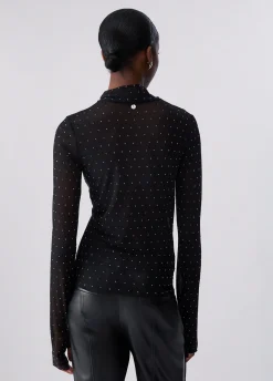 T-shirt in tulle full-strass