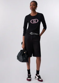 T-shirt maniche lunghe monogram
