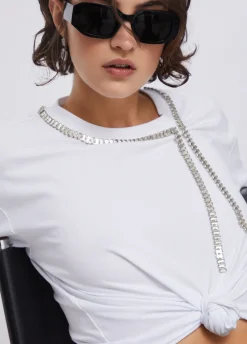T-shirt oversize con ricami gioiello